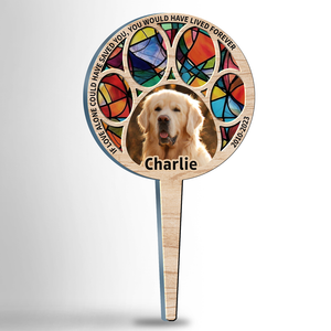 Photo personnalisée : laissez vos empreintes de pattes sur nos cœurs - Piquet de jardin en acrylique personnalisé, style vitrail - Cadeau de condoléances, cadeau pour propriétaires d'animaux et amoureux des animaux