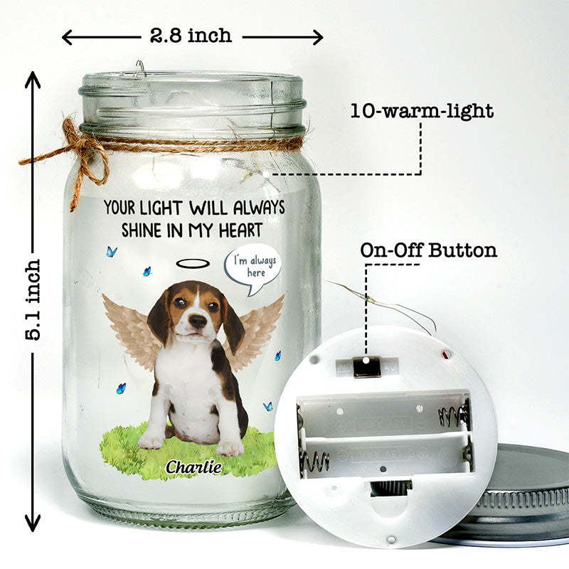 Photo personnalisée « Mon cœur n'était pas prêt à te perdre » – Lampe commémorative personnalisée en pot Mason – Cadeau de condoléances pour les propriétaires et les amoureux des animaux