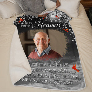 Custom Photo A Hug From Heaven - Memorial Personalized Custom Blanket - Christmas Gift, Sympathy Gift For Family Members