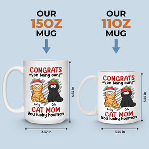 You Lucky Hooman - Mug personnalisé chat - Cadeau de Noël pour propriétaires et amoureux des animaux