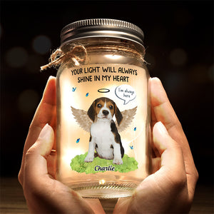 Photo personnalisée « Mon cœur n'était pas prêt à te perdre » – Lampe commémorative personnalisée en pot Mason – Cadeau de condoléances pour les propriétaires et les amoureux des animaux