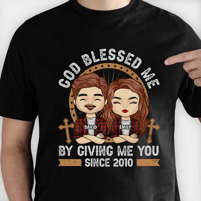 Dieu m'a béni en me donnant toi - T-shirt unisexe personnalisé, sweat à capuche, sweat-shirt - Cadeau pour couple, mari, femme, anniversaire, fiançailles, mariage, cadeau de mariage
