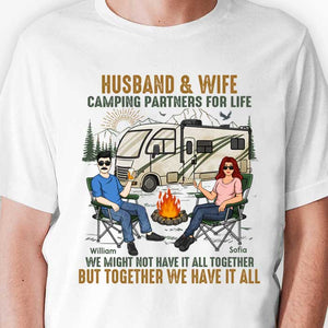 Partenaires de camping pour la vie - T-shirt unisexe personnalisé, sweat à capuche, sweat-shirt - Cadeau pour couple, mari et femme, anniversaire, fiançailles, mariage, mariage, cadeau de camping