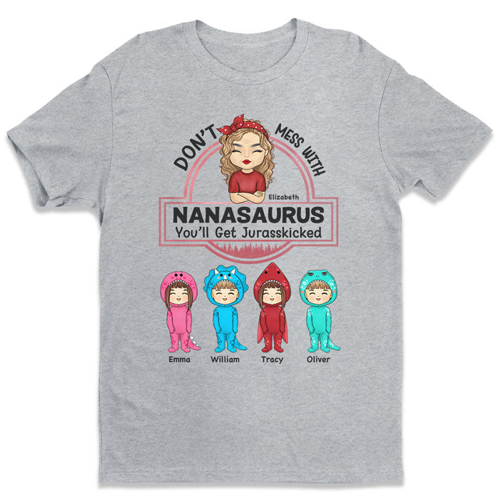 Ne plaisante pas avec Nanasaurus - T-shirt, sweat à capuche, sweat-shirt unisexe personnalisé pour la famille - Cadeau de fête des mères, d'anniversaire pour maman, grand-mère