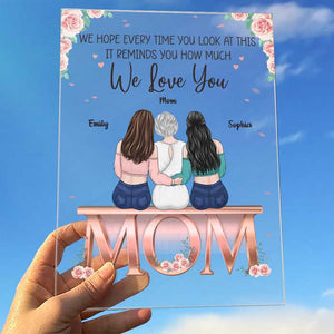 Mère et filles, meilleures amies du cœur - Plaque acrylique personnalisée pour la famille - Cadeau de fête des mères et d'anniversaire pour maman