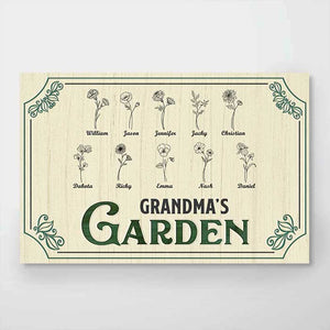 Nana's Lovely Flowers - Family Personalized Custom Horizontal Poster - Birthday Gift For Mom, Grandma