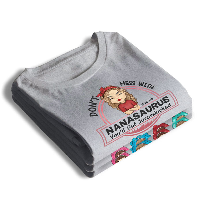 Ne plaisante pas avec Nanasaurus - T-shirt, sweat à capuche, sweat-shirt unisexe personnalisé pour la famille - Cadeau de fête des mères, d'anniversaire pour maman, grand-mère