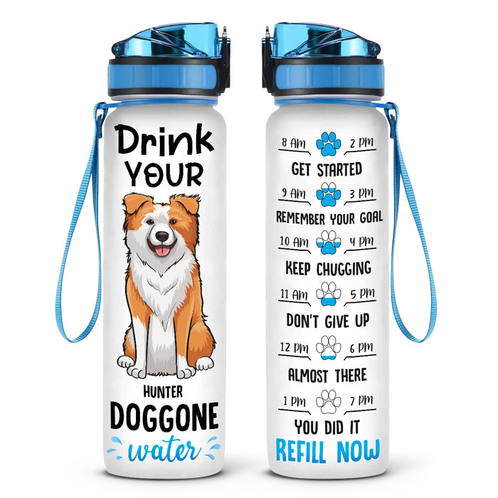 Buvez votre eau préférée ! Bouteille d'eau personnalisée avec suivi de l'eau pour chien ! Cadeau pour les propriétaires et les amoureux des animaux.