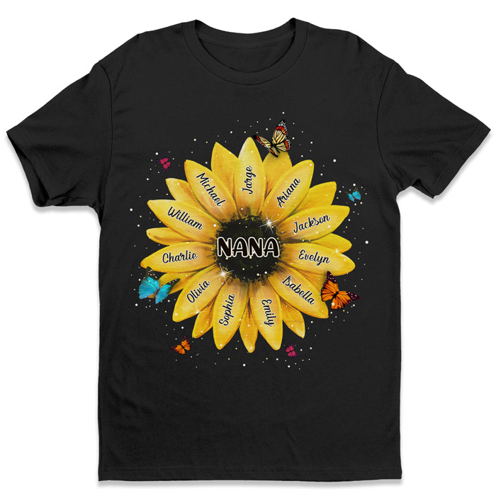 Nana, brille comme une fleur ! T-shirt unisexe personnalisé, sweat à capuche, sweat-shirt ! Cadeau d'anniversaire pour grand-mère