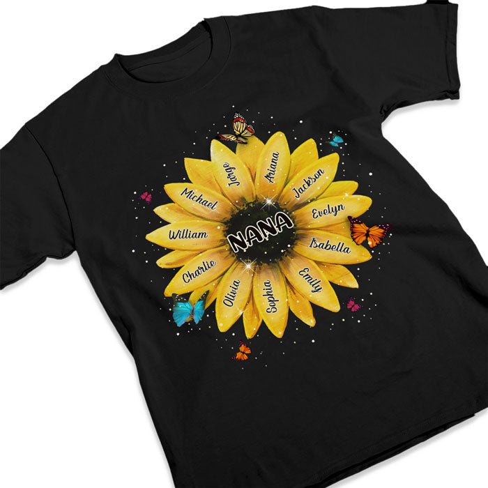 Nana, brille comme une fleur ! T-shirt unisexe personnalisé, sweat à capuche, sweat-shirt ! Cadeau d'anniversaire pour grand-mère