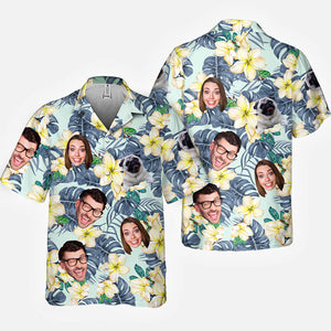 T-shirt hawaïen unisexe personnalisé avec photo et ambiance tropicale estivale - Cadeau pour la famille, les propriétaires d'animaux et les amoureux des animaux