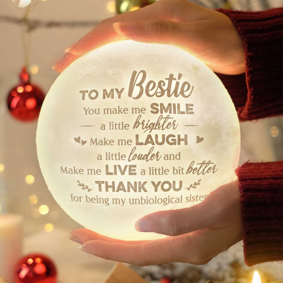 To My Bestie You Make Me Smile A Little Brighter - Moon Lamp - Gift For Bestie, Best Friend, Sister, Birthday Gift For Bestie And Friend, Christmas Gift