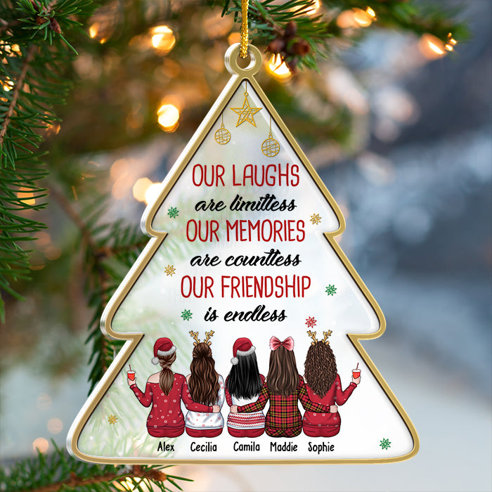 Nos rires sont sans limites - Décoration de Noël personnalisée en acrylique en forme de sapin de Noël - Cadeau pour meilleure amie, meilleure amie, sœur, cadeau d'anniversaire pour meilleure amie et amie, cadeau de Noël