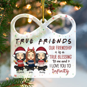 Véritable ami, je t'aime jusqu'à l'infini - Décoration de Noël personnalisée en acrylique en forme de boîte cadeau - Cadeau pour meilleure amie, meilleure amie, sœur, cadeau d'anniversaire pour meilleure amie et amie, cadeau de Noël