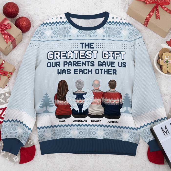 Nos frères et sœurs sont les plus beaux cadeaux - Sweat-shirt moche personnalisé pour la famille - Pull en laine unisexe - Cadeau de Noël pour frères et sœurs