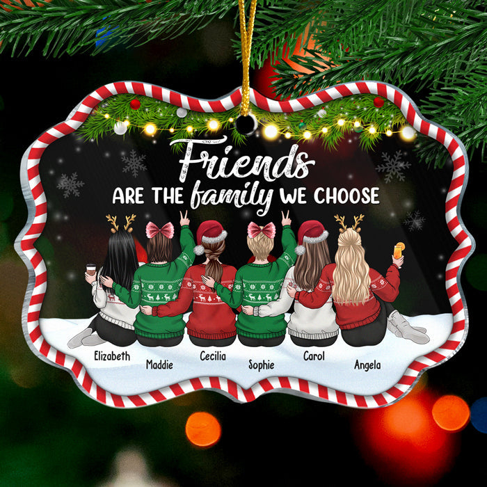 Les amis sont la famille que nous choisissons - Décoration de Noël personnalisée en acrylique en forme de Benelux - Cadeau pour meilleure amie, meilleure amie, sœur, cadeau d'anniversaire pour meilleure amie et amie, cadeau de Noël