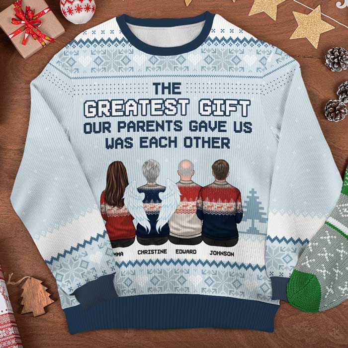 Nos frères et sœurs sont les plus beaux cadeaux - Sweat-shirt moche personnalisé pour la famille - Pull en laine unisexe - Cadeau de Noël pour frères et sœurs