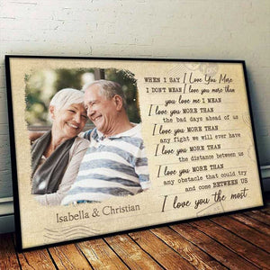 I Love You More Than The Distance Between Us - Upload Image, Gift For Couples - Personalized Horizontal Poster.
