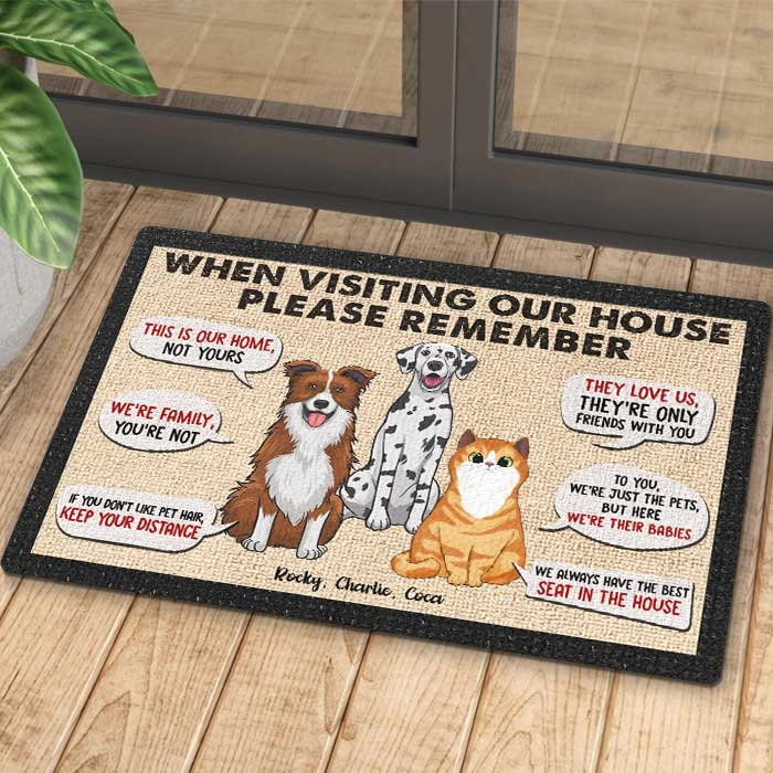 Remember When Visiting Our House - Personalized Decorative Mat.