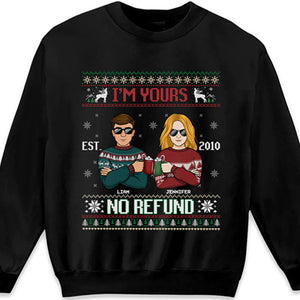 Je suis à toi, pas de remboursement ! T-shirt unisexe personnalisé, sweat à capuche, sweat-shirt ! Cadeau de Noël pour mari et femme, anniversaire
