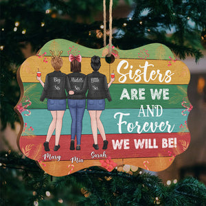 Nous sommes sœurs et nous le serons pour toujours - Décoration de Noël en bois personnalisée en forme de Benelux - Cadeau pour meilleure amie, meilleure amie, sœur, cadeau d'anniversaire pour meilleure amie et amie, cadeau de Noël