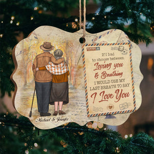 J'utiliserais mon dernier souffle pour dire je t'aime - Décoration de Noël en bois personnalisée en forme de Benelux - Cadeau pour couple, mari, femme, anniversaire, fiançailles, mariage, cadeau de mariage, cadeau de Noël