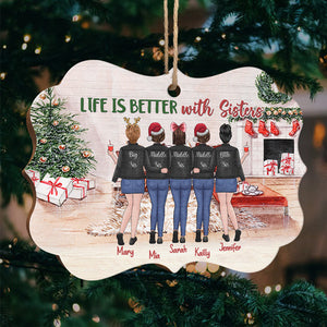 Life Is Always Better With Sisters - Personalized Custom Benelux Shaped Wood Christmas Ornament - Gift For Bestie, Best Friend, Sister, Birthday Gift For Bestie And Friend, Christmas Gift