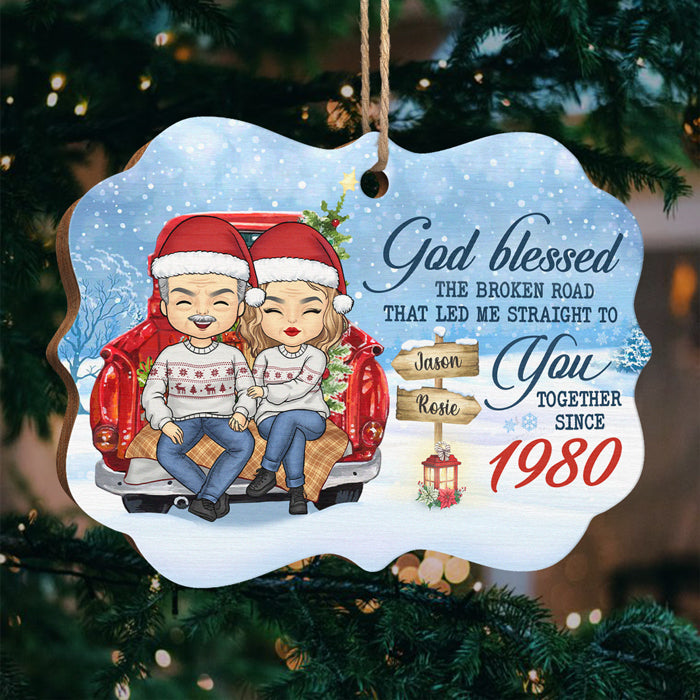 That Led Me Straight To You - Personalized Custom Benelux Shaped Wood Christmas Ornament - Gift For Couple, Husband Wife, Anniversary, Engagement, Wedding, Marriage Gift, Christmas Gift