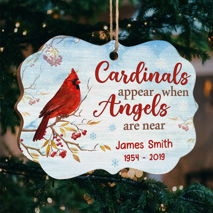 Cardinals Appear When Angels Are Near - Personalized Custom Benelux Shaped Wood Christmas Ornament - Memorial Gift, Sympathy Gift, Christmas Gift