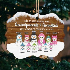 Les grands-parents et les petits-enfants seront toujours liés par le cœur Bonhomme de neige - Décoration de Noël en bois personnalisée en forme de Benelux - Cadeau pour les grands-parents, cadeau de Noël