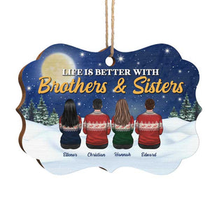 La vie est meilleure avec des frères et sœurs - Décoration de Noël en bois personnalisée en forme de Benelux - Cadeau pour frères et sœurs, cadeau de Noël
