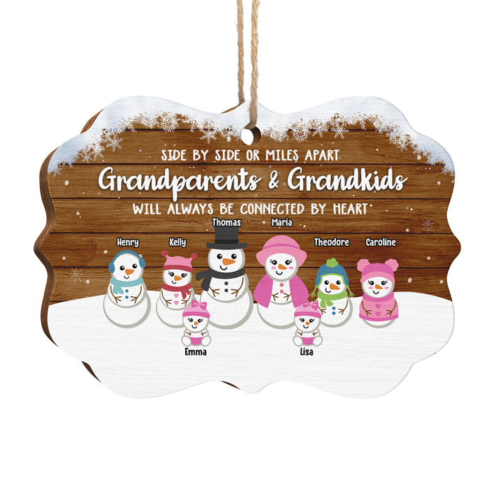 Les grands-parents et les petits-enfants seront toujours liés par le cœur Bonhomme de neige - Décoration de Noël en bois personnalisée en forme de Benelux - Cadeau pour les grands-parents, cadeau de Noël