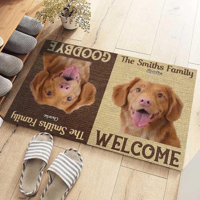 Bienvenue chez nous - Tapis décoratif personnalisé - Télécharger une image, Cadeau pour les amoureux des animaux, Propriétaires d'animaux, Cadeau pour animaux