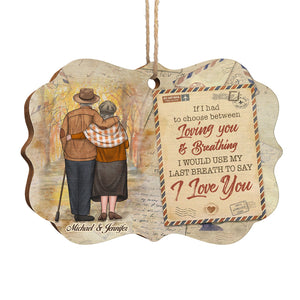 J'utiliserais mon dernier souffle pour dire je t'aime - Décoration de Noël en bois personnalisée en forme de Benelux - Cadeau pour couple, mari, femme, anniversaire, fiançailles, mariage, cadeau de mariage, cadeau de Noël