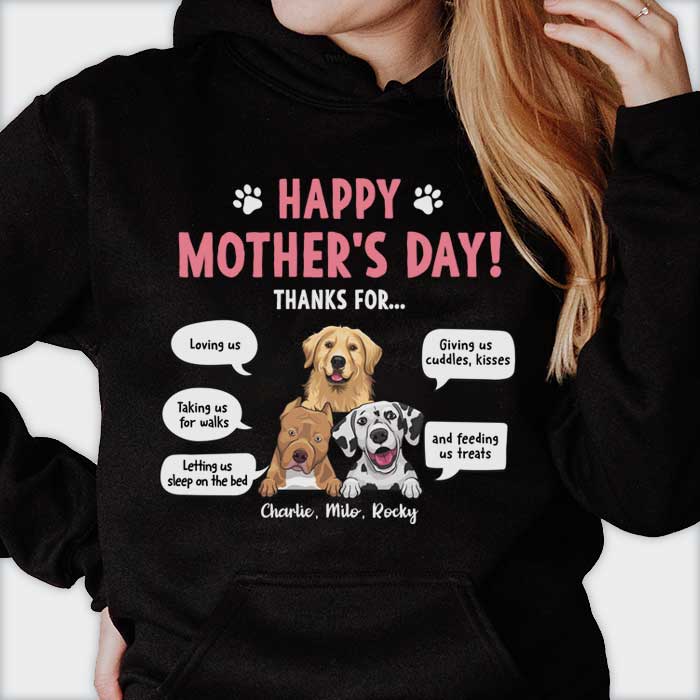 Happy Mother's Day Thanks For Loving Me Taking Me For Walks - Gift For Mother's Day, Personalized Unisex T-shirt, Hoodie.
