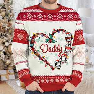 Les petits pingouins de grand-mère - Sweat-shirt de Noël unisexe personnalisé et moche, sweat-shirt en laine, sweat-shirt imprimé intégral - Cadeau pour grand-mère, grands-parents, cadeau de Noël