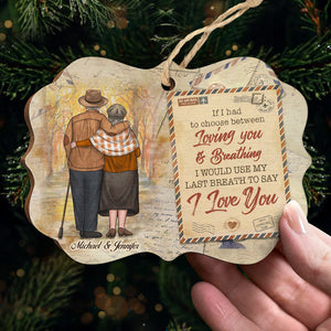 J'utiliserais mon dernier souffle pour dire je t'aime - Décoration de Noël en bois personnalisée en forme de Benelux - Cadeau pour couple, mari, femme, anniversaire, fiançailles, mariage, cadeau de mariage, cadeau de Noël