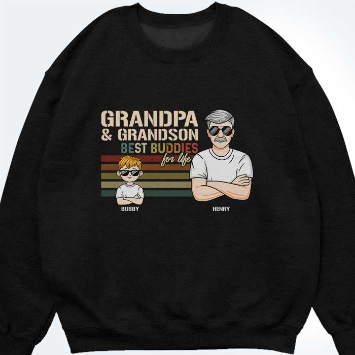 Grand-père et petit-fils, meilleurs amis pour la vie ! T-shirt, sweat à capuche et sweat-shirt unisexe personnalisé ! Cadeau pour grand-père et grands-parents