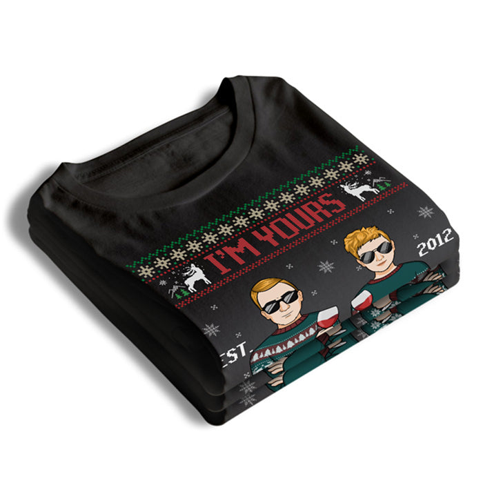 Je suis à toi, pas de remboursement ! T-shirt unisexe personnalisé, sweat à capuche, sweat-shirt ! Cadeau de Noël pour mari et femme, anniversaire