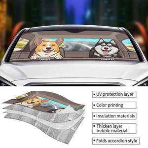 Chiens et chats - Pare-soleil auto personnalisé - Cadeau pour les amoureux des animaux