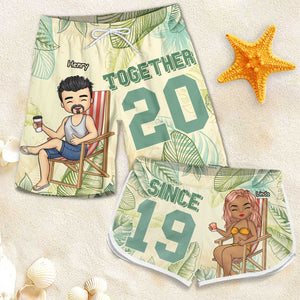 Toi et moi ensemble - Short de plage personnalisé pour couple - Cadeau pour couple, mari et femme