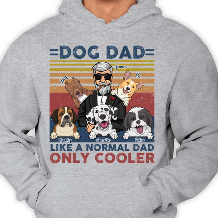 T-shirt et sweat à capuche unisexe personnalisé « Chien Dad Cooler » – Cadeau pour papa