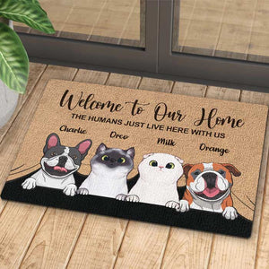 Welcome To The Pet Home - Funny Personalized Pet Decorative Mat (Cat & Dog).