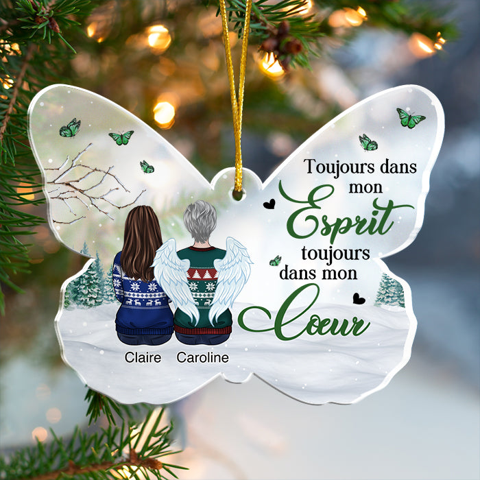 Tes ailes étaient prêtes mais mon cœur n'était pas - Décoration de Noël en acrylique personnalisée en forme de papillon - Cadeau commémoratif, cadeau de sympathie, cadeau de Noël
