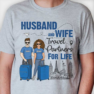 Partenaires de voyage mari et femme - T-shirt et sweat à capuche unisexe personnalisé - Cadeau pour couple