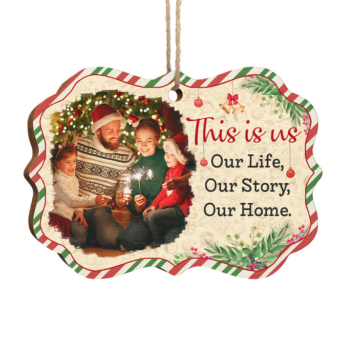 Notre vie, notre histoire, notre maison - Décoration de Noël en bois personnalisée en forme de Benelux, portrait personnalisé avec photo de famille, décoration photo personnalisée - Télécharger une image, cadeau pour la famille, cadeau de Noël