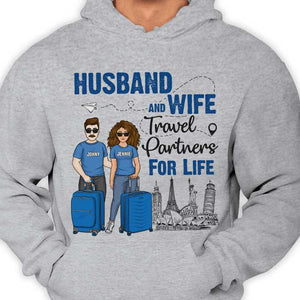 Partenaires de voyage mari et femme - T-shirt et sweat à capuche unisexe personnalisé - Cadeau pour couple