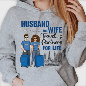 Partenaires de voyage mari et femme - T-shirt et sweat à capuche unisexe personnalisé - Cadeau pour couple