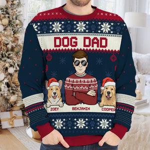 Je suis un papa chien, une maman chien, bleu marine, vert, noir, rouge - Sweat-shirt moche personnalisé pour chien - Pull en laine unisexe - Cadeau de Noël pour les propriétaires d'animaux et les amoureux des animaux