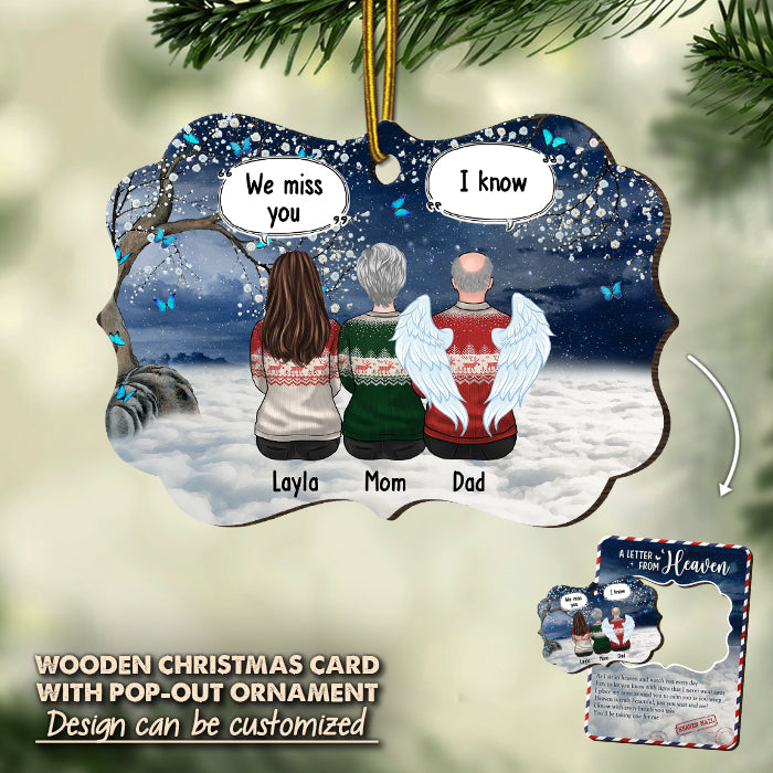 Nous plaçons nos bras autour de vous pour vous calmer pendant que vous pleurez - Carte commémorative personnalisée en bois avec ornement pop-up - Cadeau de condoléances, cadeau de Noël pour la famille